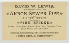 David W. Lewis - Akron Sewer Pipe - Front, Perkins Collection 1850 to 1900 Advertising Cards